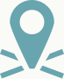 A blue map pin icon on top of a white background.